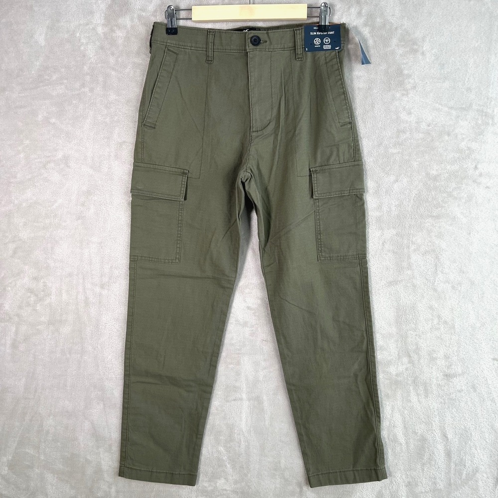 Hollister Epic Flex Mens S Slim Ripstop Cargo Pants Olive Green Utility NWT Y2K
